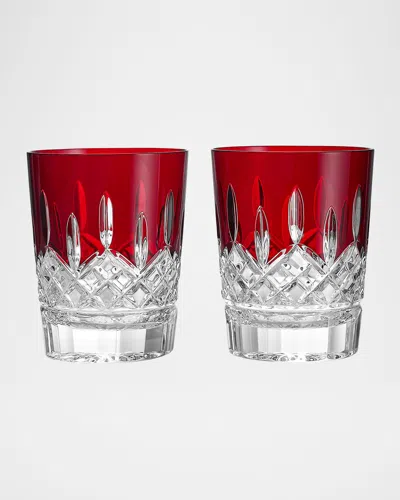 Waterford Crystal Lismore Red 12.5 Oz. Double Old-fashioned Glasses, Set Of 2