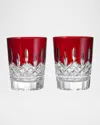 Waterford Crystal Lismore Red 12.5 Oz. Double Old-fashioned Glasses, Set Of 2 In Red