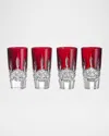Waterford Crystal Lismore Red 1.5 Oz. Shot Glasses, Set Of 4 In Red