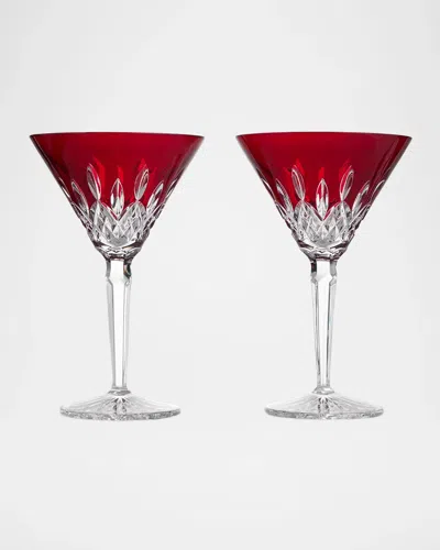 Waterford Crystal Lismore Red 2-piece Crystal Martini Glass Set