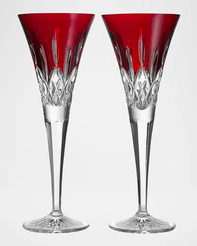 Waterford Crystal Lismore Red 5.5 Oz. Toasting Flutes, Set Of 2