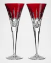 Waterford Crystal Lismore Red 5.5 Oz. Toasting Flutes, Set Of 2 In Red