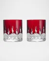 Waterford Crystal Lismore Red 6 Oz. Straight Tumblers, Set Of 2 In Red