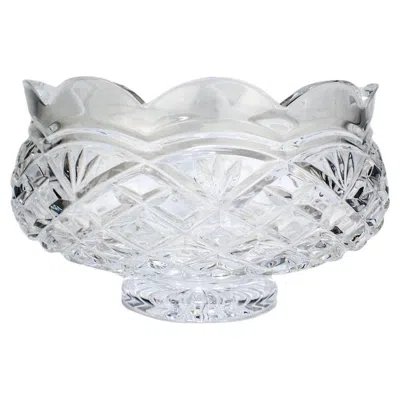 Pre-owned Waterford Crystal Master Cutter Scalloped Edge Footed Bowl Or Centerpiece In Gray