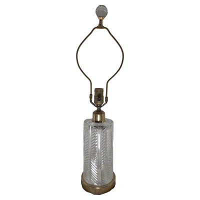 Pre-owned Waterford Crystal Mid Century Waterford Herringbone Cut Crystal Lamp In Transparent