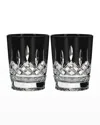 Waterford Crystal Set Of 2 Lismore Black Double Old-fashioneds