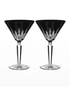 Waterford Crystal Set Of 2 Lismore Black Martini Glasses