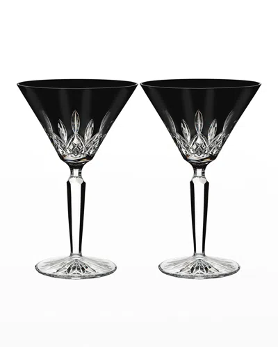 Waterford Crystal Set Of 2 Lismore Black Martini Glasses