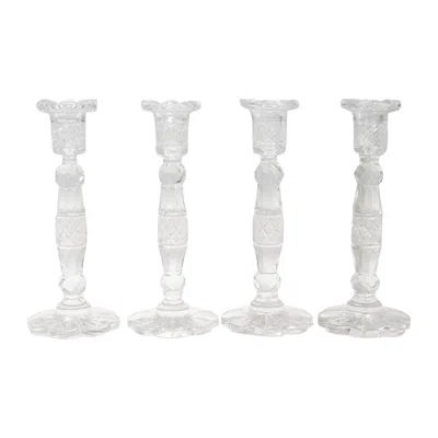 Pre-owned Waterford Crystal Set Of 4 Vintage Anglo-irish Georgian Style Cut Glass Candlesticks In Gray