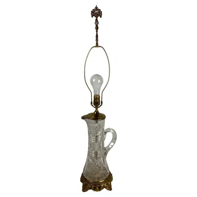 Pre-owned Waterford Crystal Table Lamp, Neoclassical Style, Brass Base, Ireland In Transparent