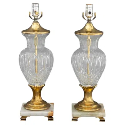 Pre-owned Waterford Crystal Vases Mounted As Lamps, Pair In Transparent
