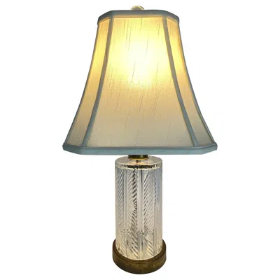 Pre-owned Waterford Crystal Waterford Herringbone Cut Crystal Column Lamp In Sand