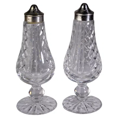 Pre-owned Waterford Crystal Waterford Rare Crystal Footed Salt & Pepper Shakers Glengarriff In Gray