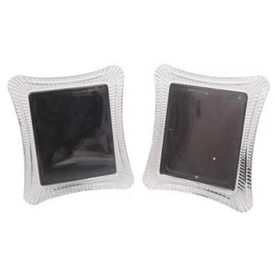 Pre-owned Waterford Crystal Waterford Wellesley Crystal 10" X 8" Picture Frames, A Pair In Black
