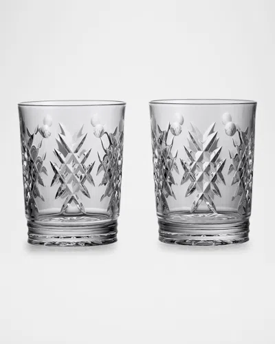 Waterford Crystal Winter Wonders Holly 13.5 Oz. Double Old-fashioned Glasses, Set Of 2 In Clear