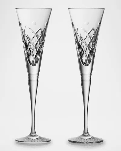 Waterford Crystal Winter Wonders Holly 5.9 Oz. Champagne Flutes, Set Of 2 In Clear