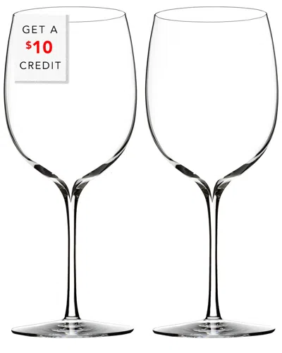 Waterford Elegance Set Of 2 Bordeaux Glasseswith $10 Credit In Transparent