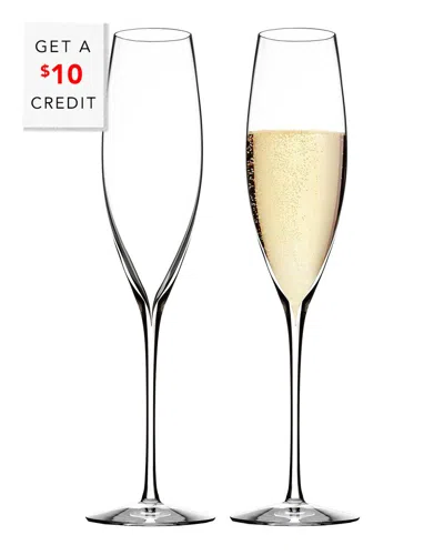 Waterford Elegance Set Of 2 Classic Fluteswith $10 Credit In Transparent