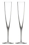 Waterford Elegance Set Of 2 Fine Crystal Champagne Trumpet Flutes In Clear
