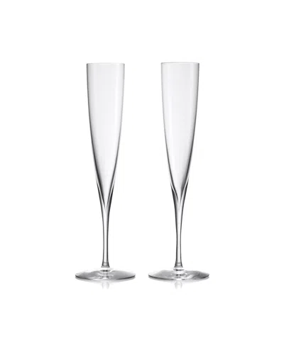 WATERFORD ELEGANCE TRUMPET FLUTE GLASSES, SET OF 2