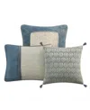 Waterford Laurent Decorative Pillows, Set Of 3 In Teal