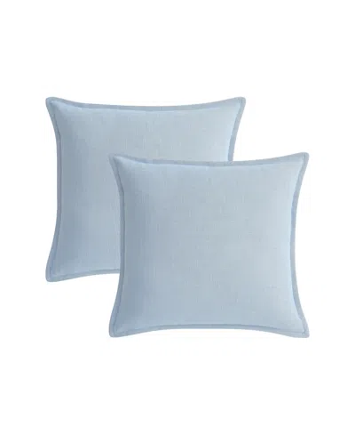 Waterford Faux Linen Plush 2-pack Decorative Pillow Set, 20" X 20" In Blue