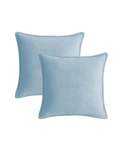 Waterford Faux Linen Plush 2-pack Decorative Pillow Set, 20" X 20" In Blue