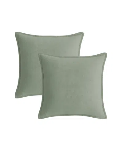 Waterford Faux Linen Plush 2-pack Decorative Pillow Set, 20" X 20" In Green