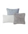 Waterford Florence Set Of 3 Decorative Pillows In Chambray Blue