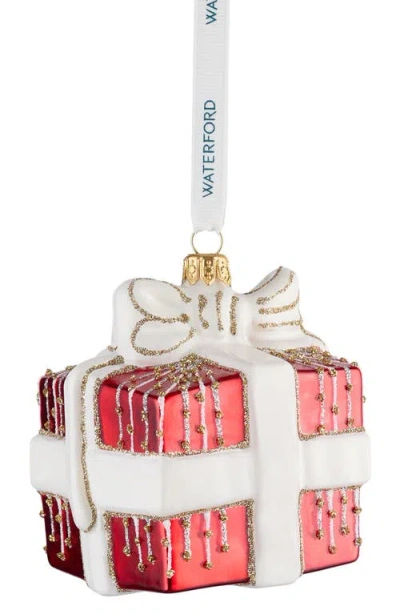 Waterford Holiday Heirlooms Red Present Glass Ornament