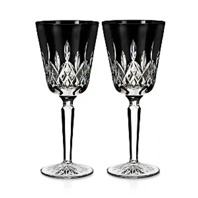 Waterford Lismore Black Medium Crystal Goblets Set Of Two