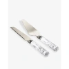 Waterford Lismore Crystal And Stainless-steel Cake And Knife Server Set