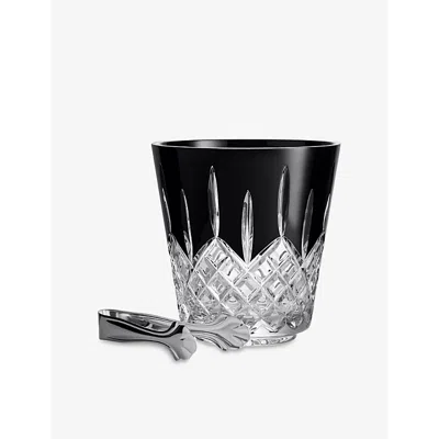 Waterford Lismore Crystal Glass Ice Bucket And Tongs Set In Black
