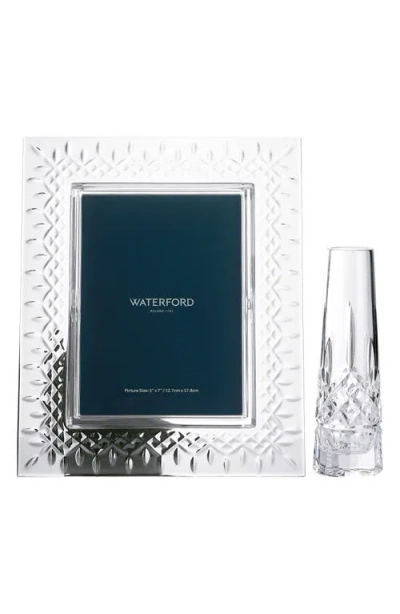 Waterford Lismore Crystal Picture Frame & Bud Vase Set In Transparent