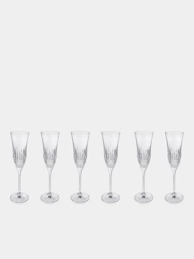 Waterford Lismore Cut Crystal Champagne Flutes (set Of 6) In Transparent