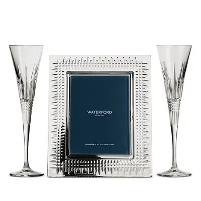 Waterford Lismore Diamond Frame & Champagne Flutes Set In Multi