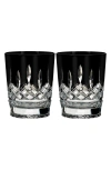 Waterford Lismore Black Double Old Fashioned, Set Of 2 In Crystal