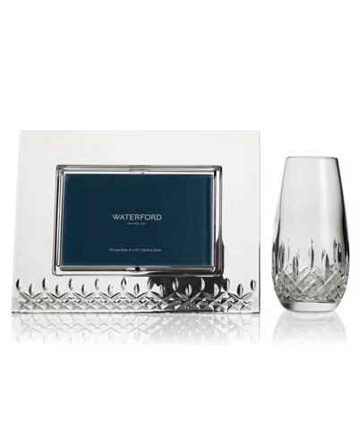 Waterford Lismore Essence 4" X 6" Picture Frame And Bud Vase, 2-piece Set In Transparent