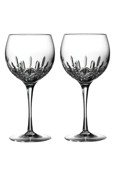 Waterford Lismore Essence Set Of 2 Lead Crystal Balloon Wine Glasses In Clear