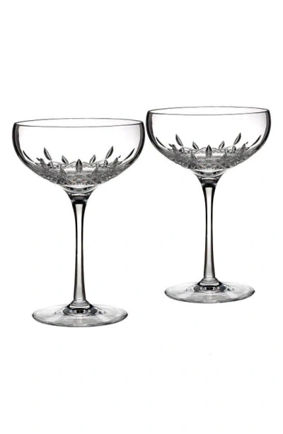 Waterford Lismore Essence Set Of 2 Lead Crystal Champagne Saucers In Clear