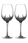 WATERFORD LISMORE ESSENCE SET OF 2 LEAD CRYSTAL RED WINE GOBLETS