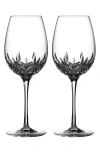 Waterford Lismore Essence Set Of 2 Lead Crystal White Wine Glasses In Clear