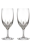 Waterford Lismore Essence Set Of 2 Lead Crystal Water Glasses In Clear