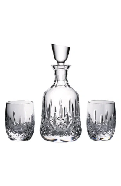 Waterford Lismore Lead Crystal Decanter & Double Old Fashioned Glasses 3-piece Set In Transparent