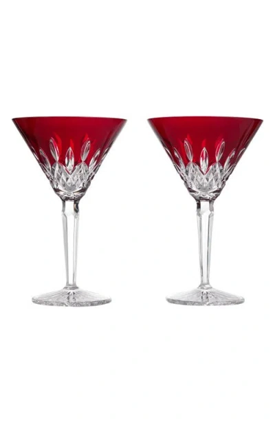 Waterford Lismore Red Set Of 2 Crystal Martini Glasses