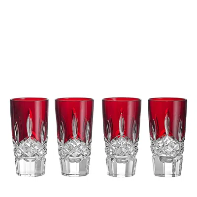 WATERFORD LISMORE RED SHOT GLASS, SET OF 4