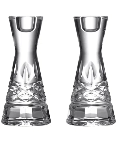 Waterford Lismore Round Candlestick 6" Set Of 2 In Transparent