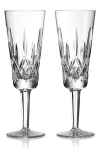 Waterford Lismore Crystal Glass Flute 225ml Set Of Two In No Color