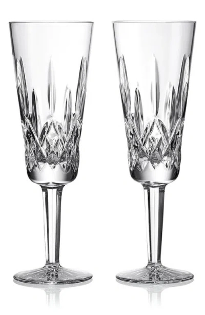 WATERFORD WATERFORD LISMORE SET OF 2 CHAMPAGNE FLUTES