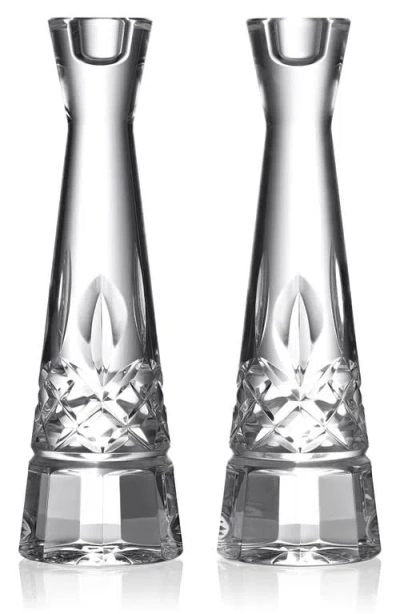 WATERFORD WATERFORD LISMORE SET OF 2 ROUND CANDLESTICKS
